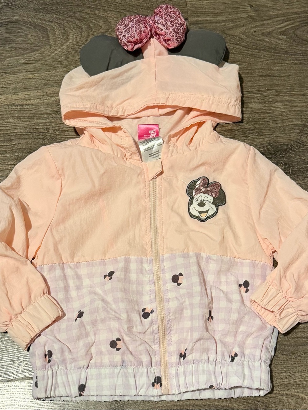 Disney Pink Peach Minnie Mouse Hooded Raincoat